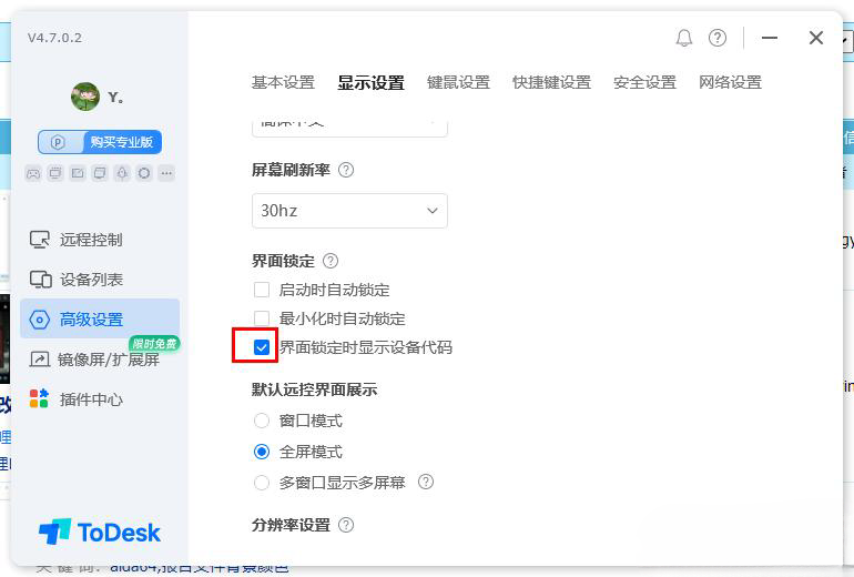ToDesk如何设置标签页显示设备代码？