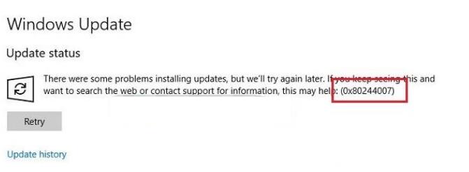 Win10更新提示0x80244007的修复方法