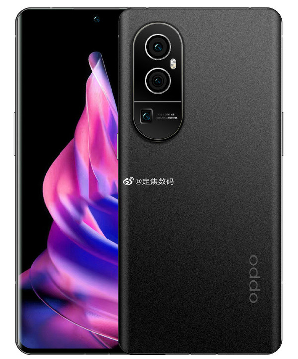 OPPO Reno10 Pro+渲染图曝光，相机矩阵“红绿灯”造型抢眼！