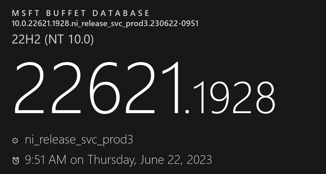 微软发布Win11 22H2 KB5027303(22621.1928)六月正式版补丁！