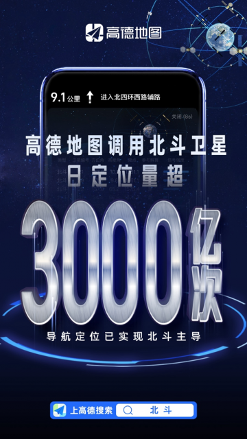 高德：调用北斗卫星日定位量超3000亿次 联合千寻位置发起北斗出行应用创新计划