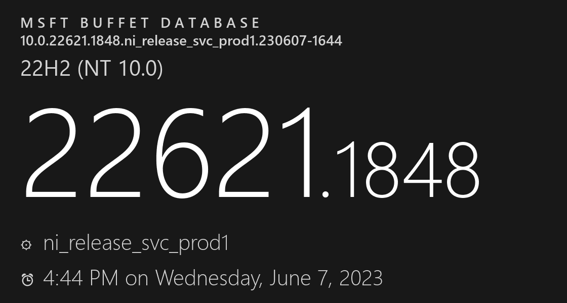 微软发布Win11 22H2 KB5027231(22621.1848)六月正式版更新！