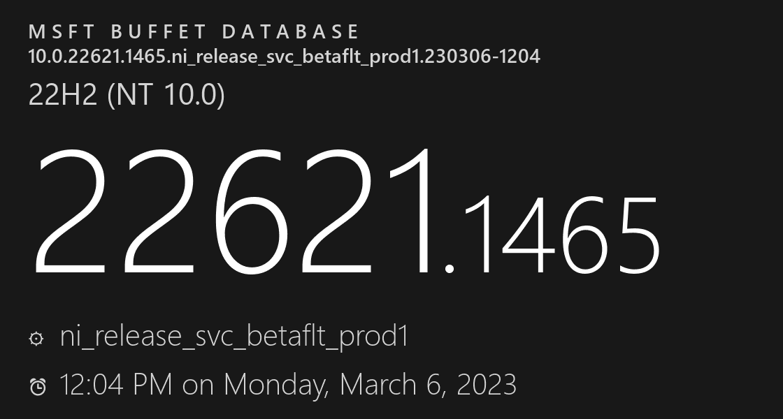 微软发布Win11 Beta预览版Build 22621.1465和22624.1465更新！