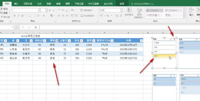 Excel中插入和使用切片器进行筛选的方法