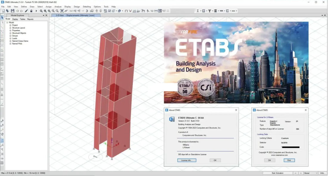 CSI ETABS Ultimate 21.2.0.3353 x64 Multilingual 多语言注册版