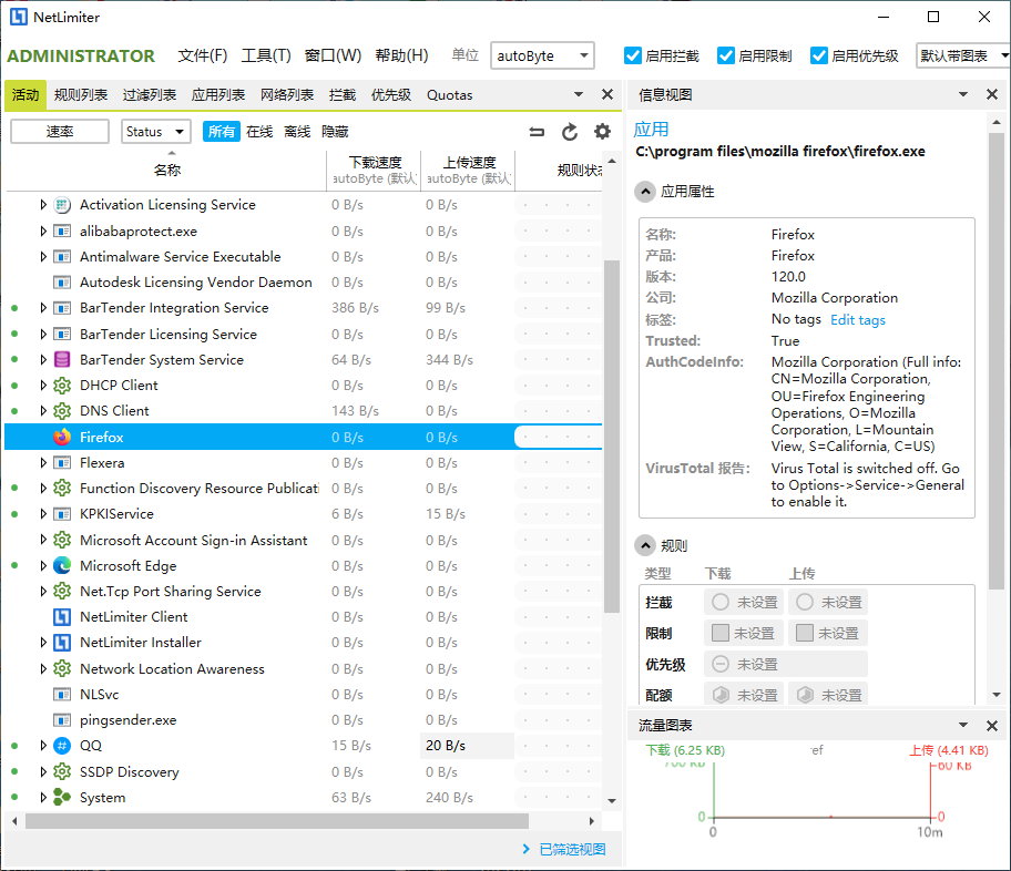 NetLimiter 5.3.6 Multilingual 中文注册版 - 网络流量监控