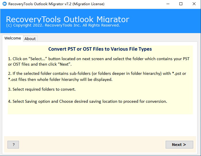 RecoveryTools Outlook PST Migrator v7.2.0 注册版-PST转换恢复工具