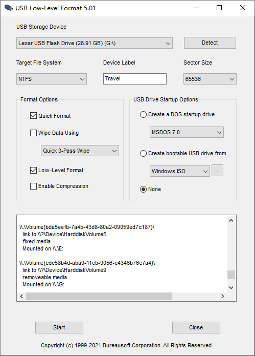 USB Low-Level Format v5.01 - USB驱动器低级格式化工具