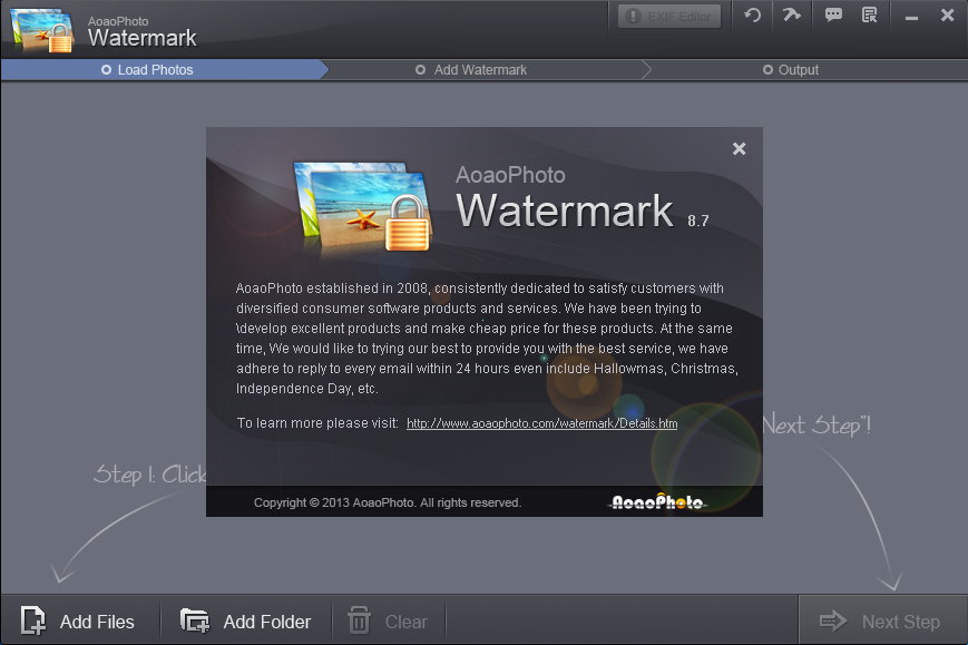 AoaoPhoto Watermark v8.7 注册版+Key 图像水印工具