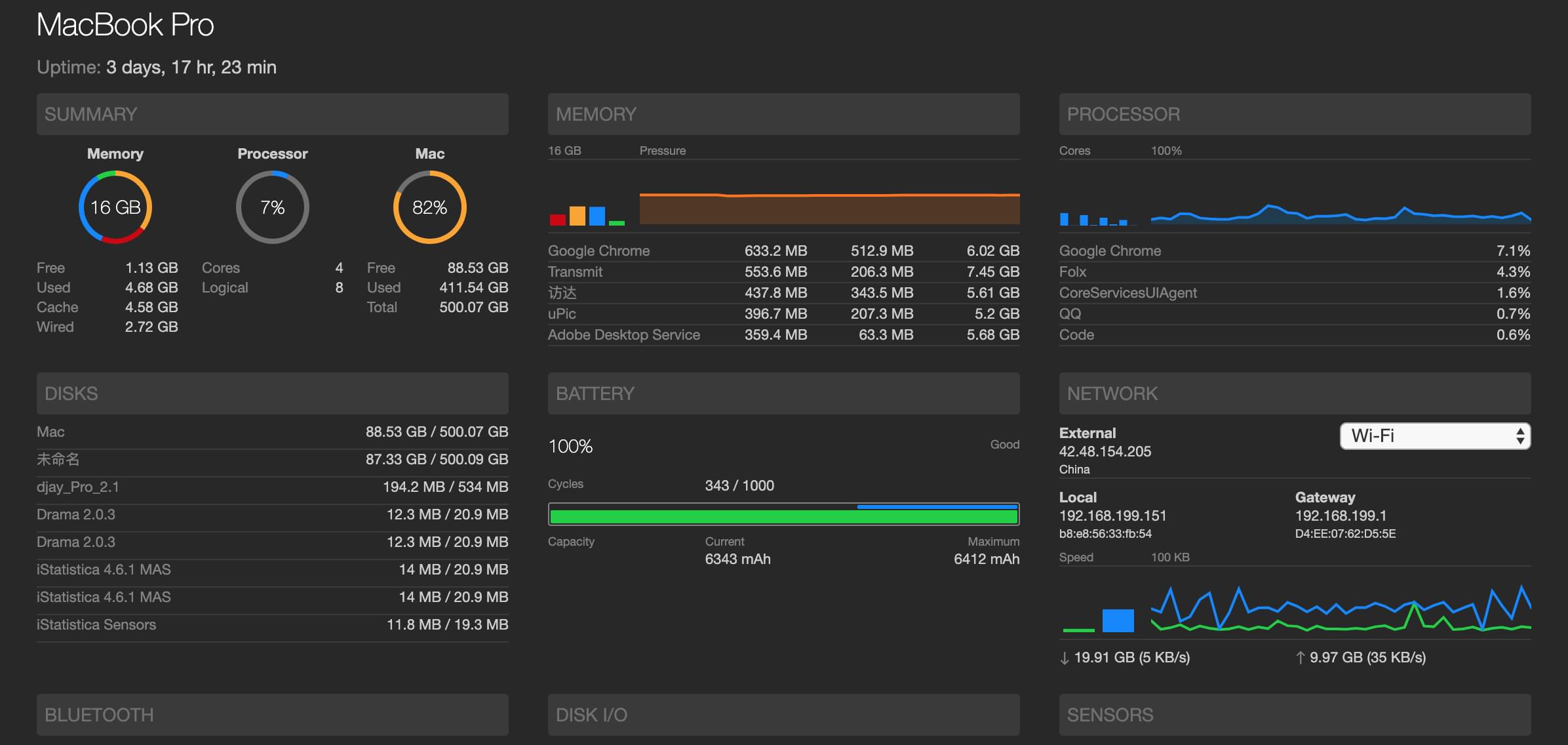 iStatistica Pro 5.2 高颜值的mac系统监控工具下载