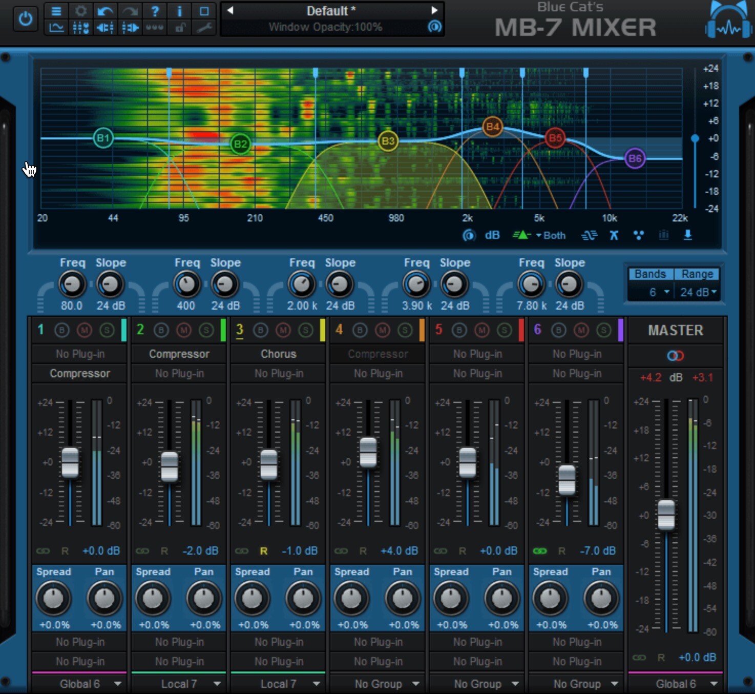 音频插件-Blue Cat Audio Blue Cats MB-7 Mixer for mac (多频段调音台)下载