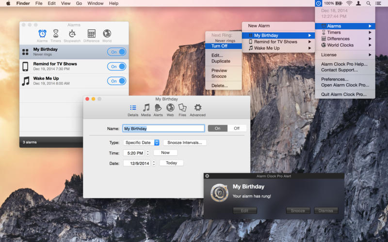 Alarm Clock Pro for Mac 12.0.1 破解版 - Mac上强大的闹钟和时间提醒工具