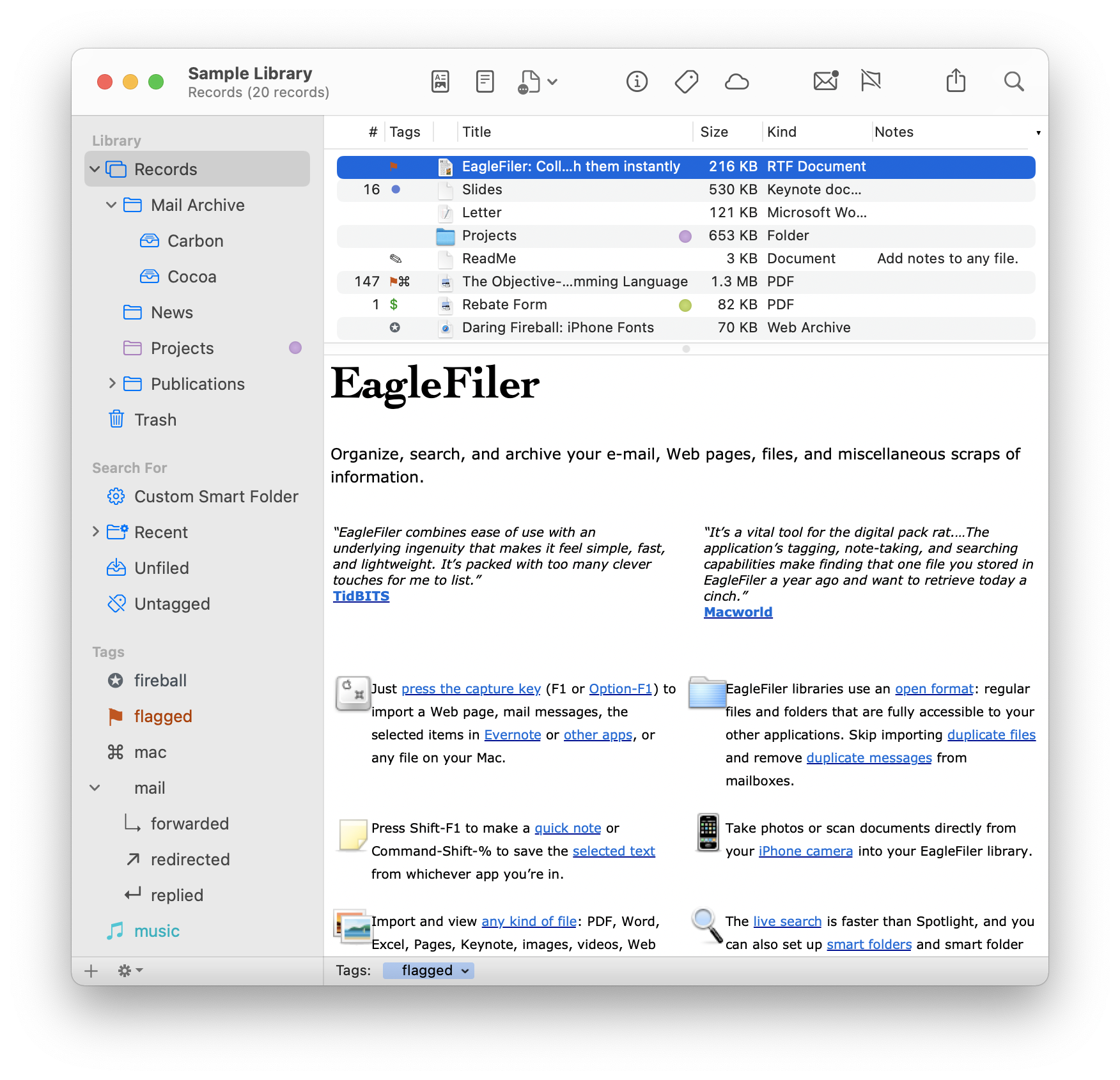 EagleFiler Mac 破解版 文件和信息管理工具