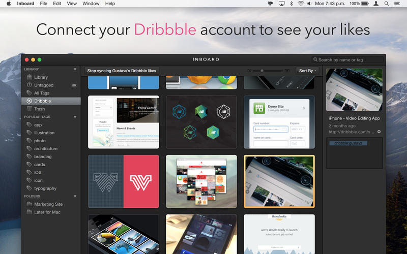 Inboard for Mac 1.1.2 破解版 - 集成Dribbble的强大素材管理器