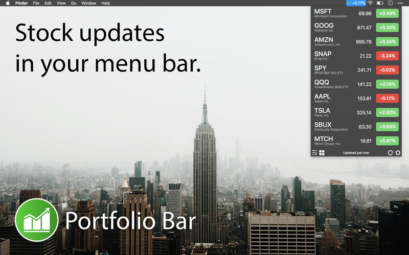 Portfolio Bar for Mac 1.2.3 激活版 - 菜单栏股票行情工具