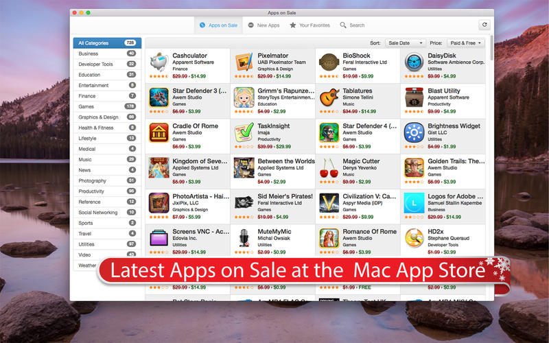 Apps On Sale for Mac 2.1 破解版 - Mac App Store在线销售跟踪