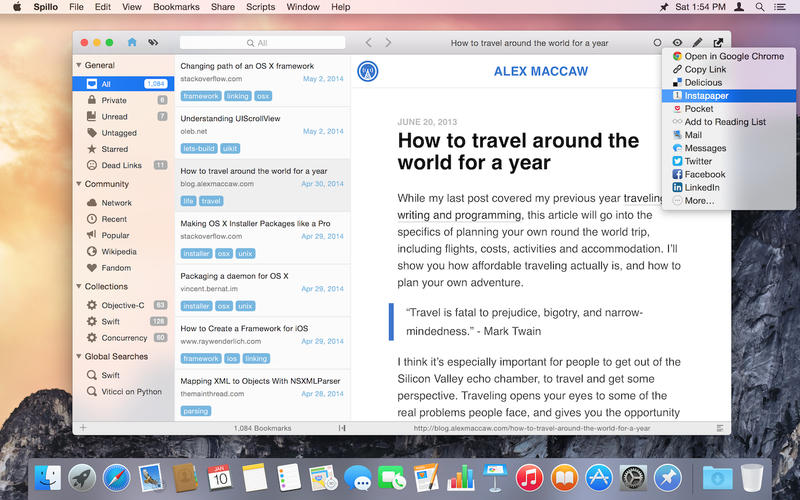 Spillo for Mac 1.9.9 破解版 - 优秀的Pinboard书签管理工具