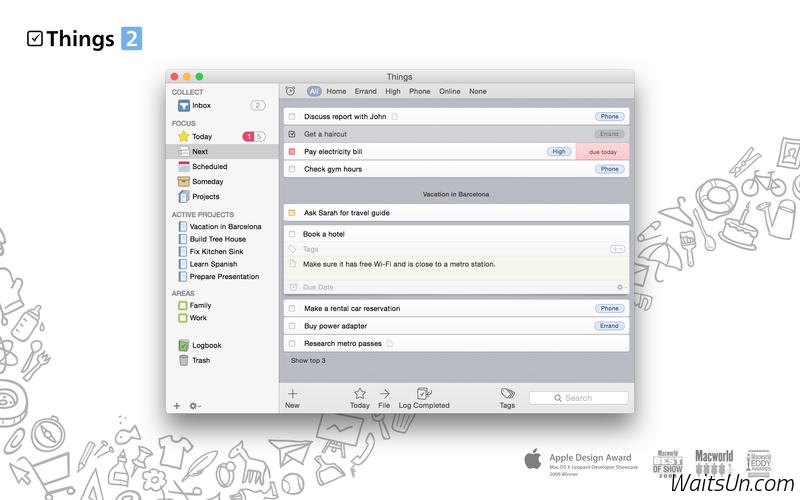 Things for Mac 2.8.9 破解版 – Mac上强大的GTD效率工具
