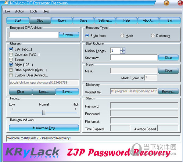 krylack zip password recovery