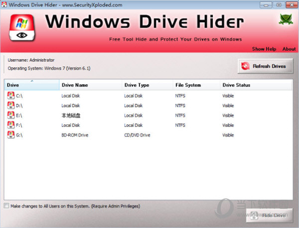 Windows Drive Hider