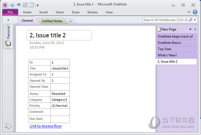 Row to OneNote