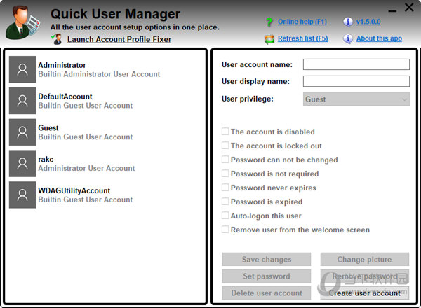 Quick User Manager