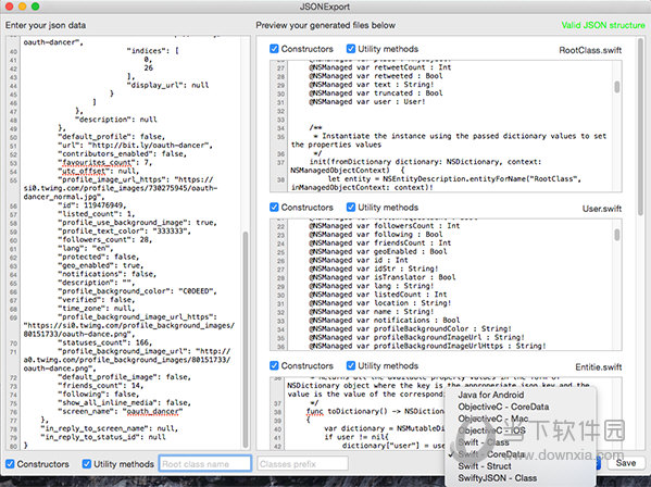 JSONExport for Mac