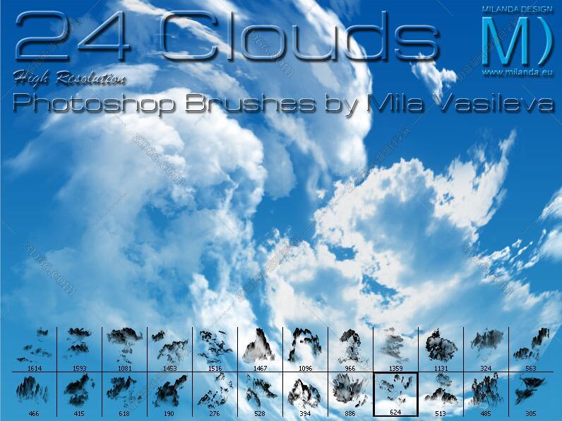 PS云笔刷24 Cloud Brushes By Mila Vasileva