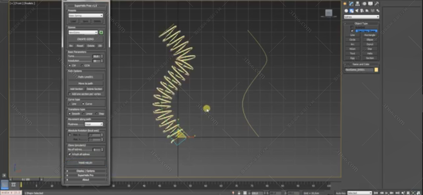 3ds Max2012-2017螺旋样条建模动画插件SuperHelixPro v1.01