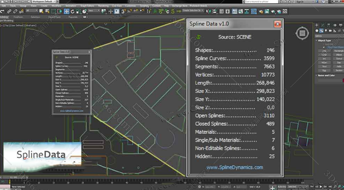 3DMax样条曲线数据插件：SplineData v1.01 For 2012-2019