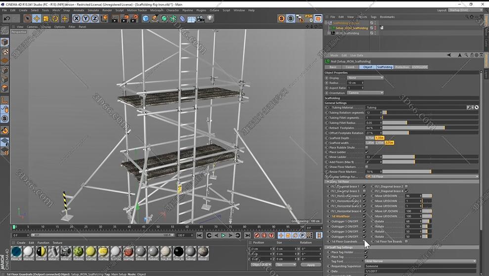 C4D工业脚手架绑定模型：The Pixel Lab Scaffold Rig