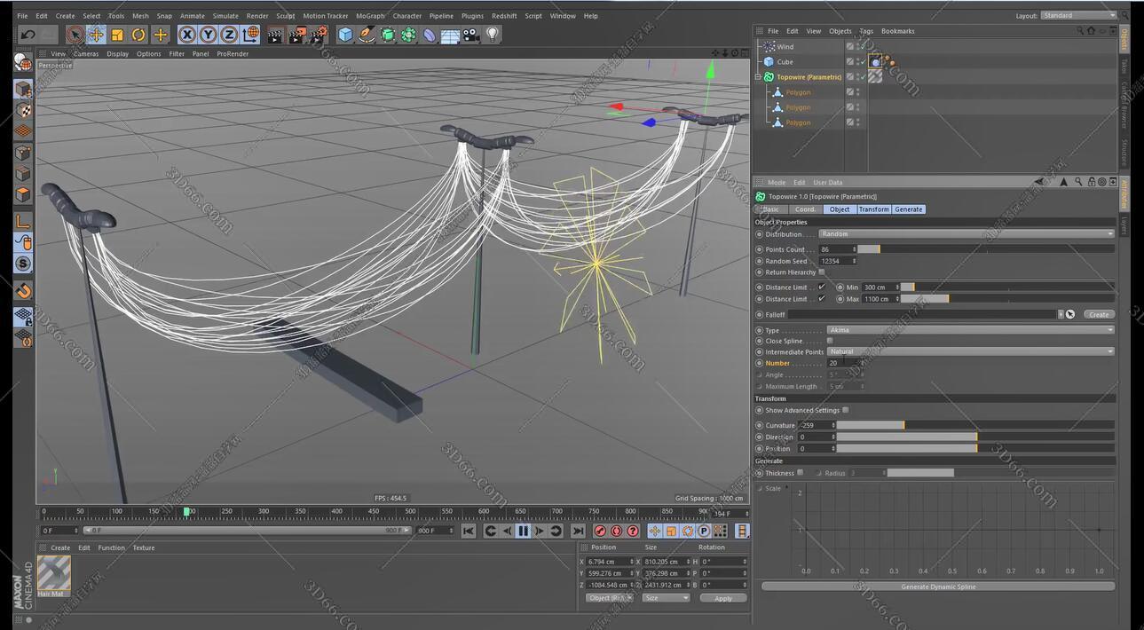 C4D样条链接生成器插件：Topowire 1.0