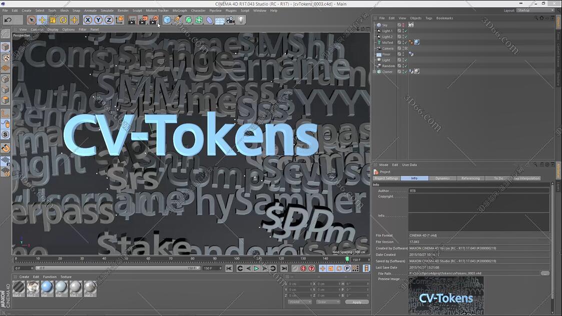 C4D渲染文件重命名插件：CV-Tokens v1.0b