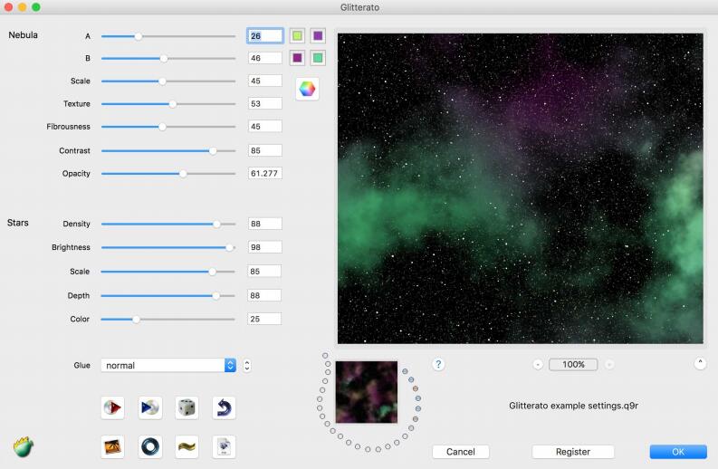 PS生成现实美丽恒星和星云图案插件Glitterato V1.69