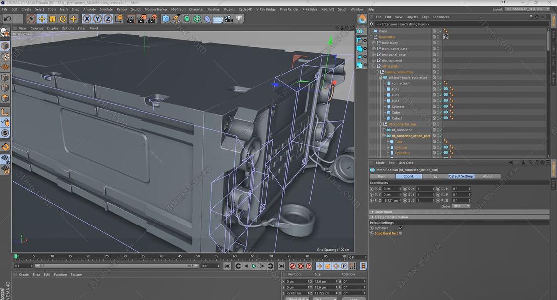 C4D布尔对象3D建模插件：MeshBoolean v1.5