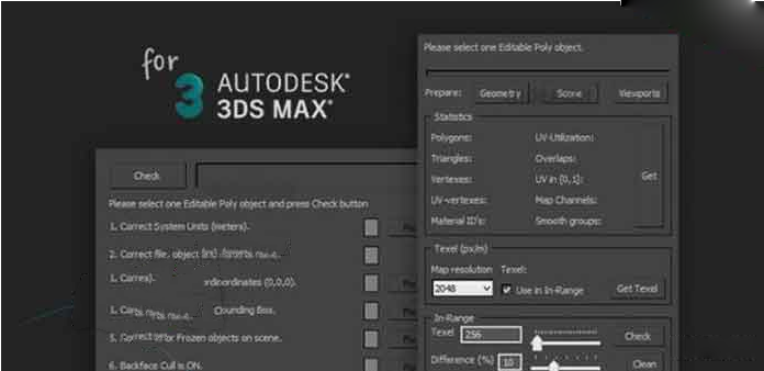 3DMax 2014-2017增强3D模型质量UV布局质量工具Polygon Model Tools v1.1