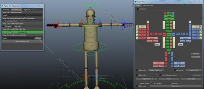 Maya角色动画绑定插件：Rigging Tools Rapid Rig