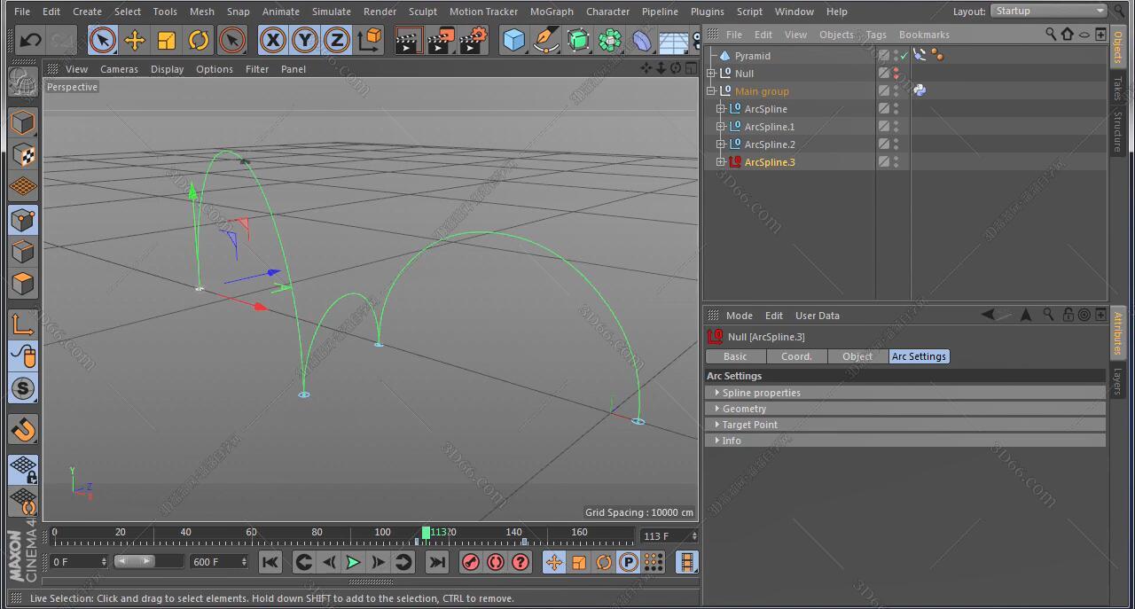 C4D弧线样条线动画绑定地图Python预设插件：Arc Spline Rig v3.0