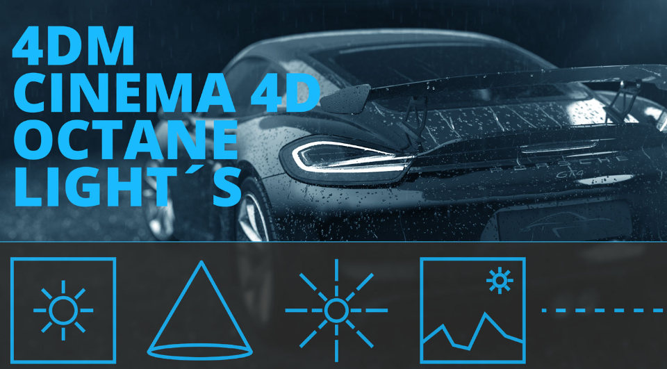 【C4D插件】C4D Octane渲染器灯光控制插件 4DM Cinema 4D Octane Lights 英文版下载