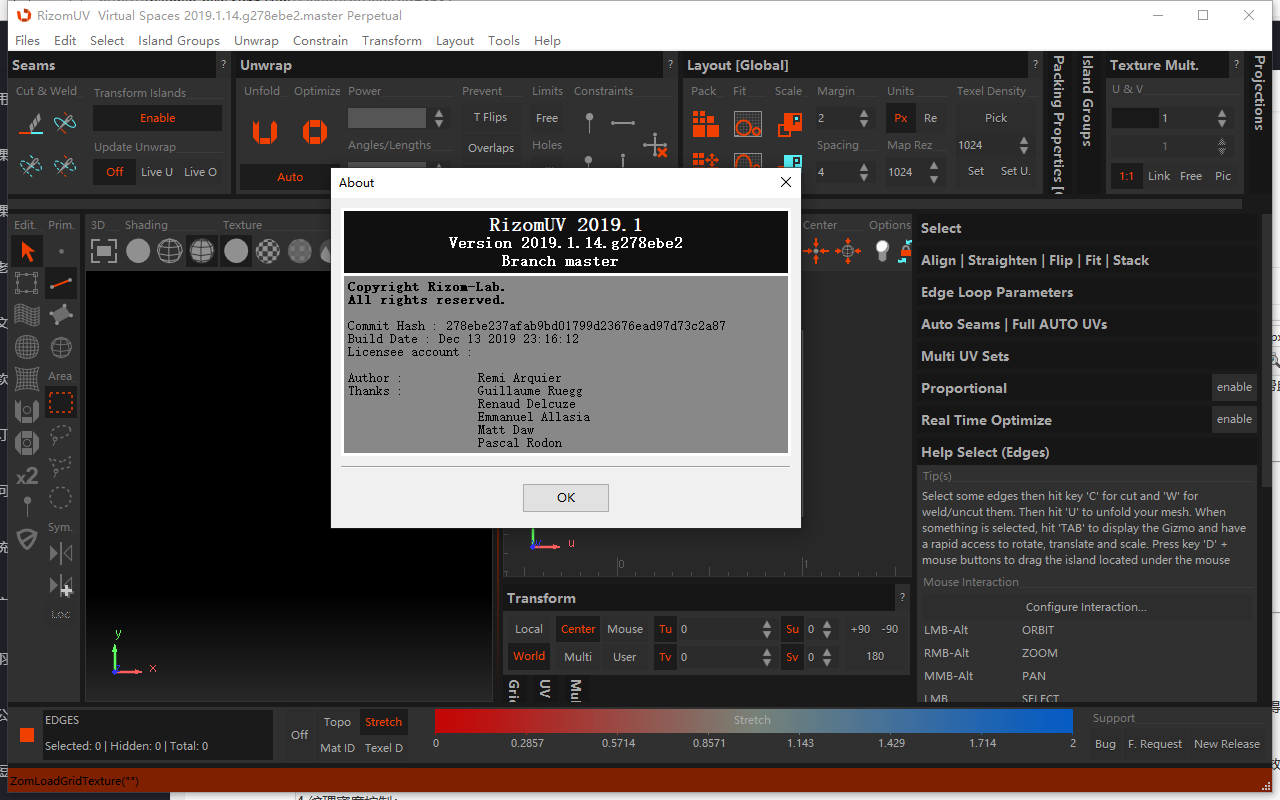 RizomUV 2019【三维模型展UV软件】英文破解版