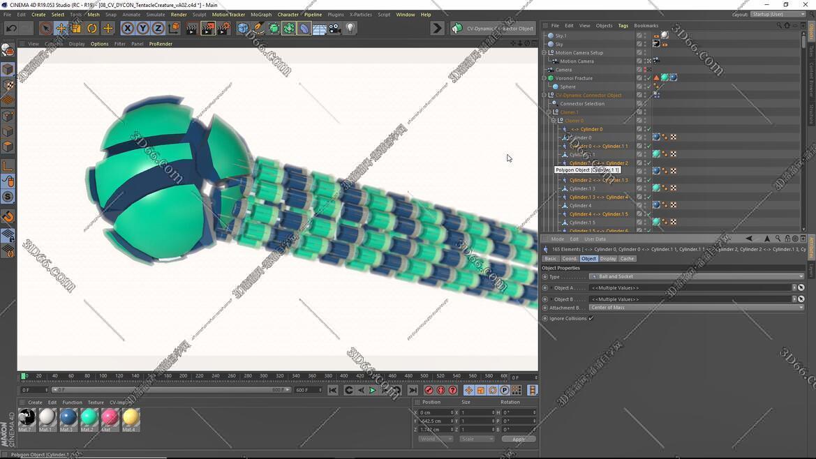 C4D动力学连接器插件：CV-Dynamic Connector Object